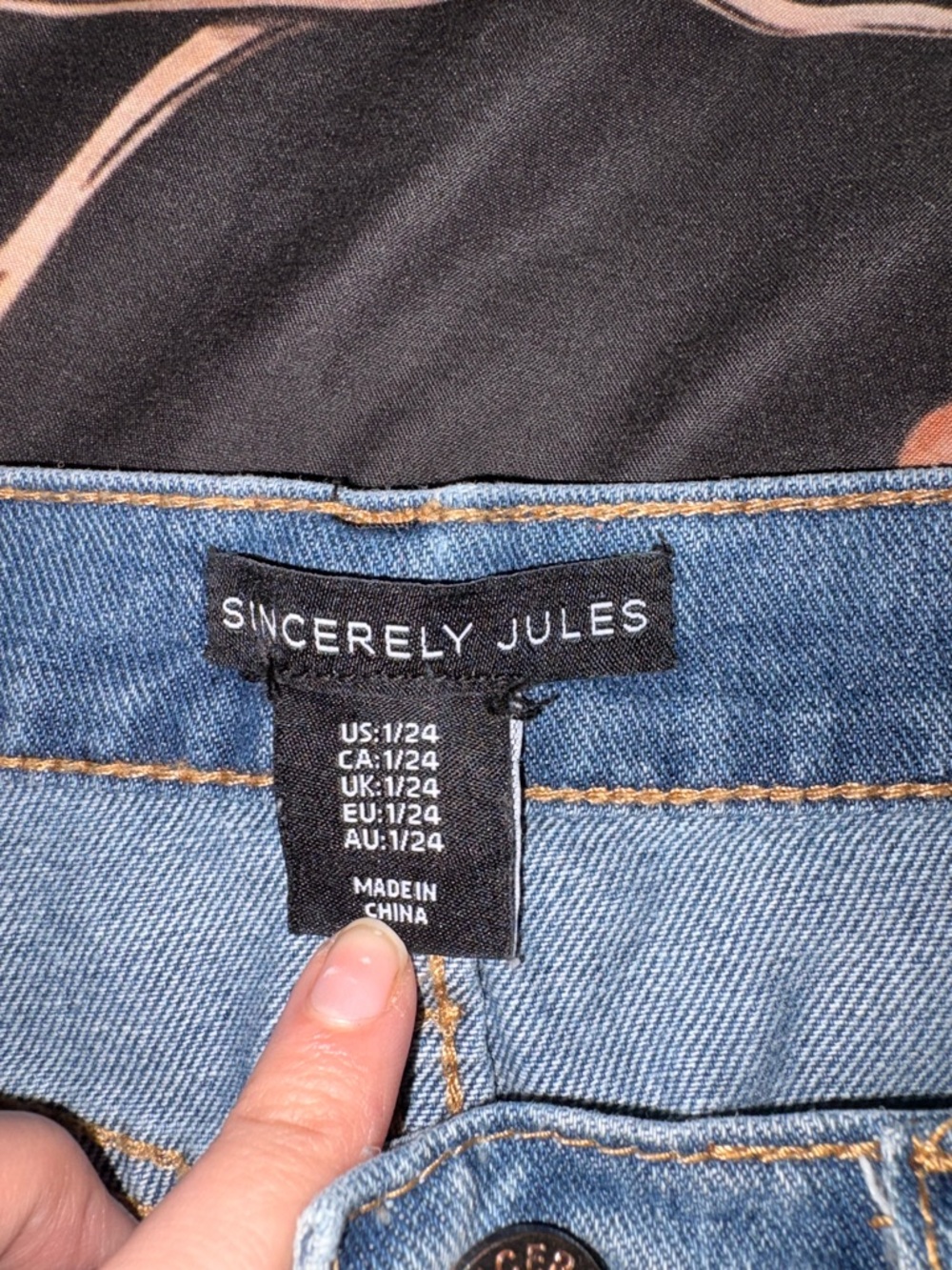 Sincerely Jules Light Blue Denim Mini Skirt with Rhinestone Fringe - Picture 2 of 4